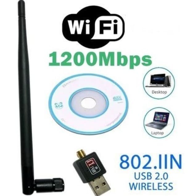 Antena Receptora Wireless Wifi Usb 1200 Mbps Pc