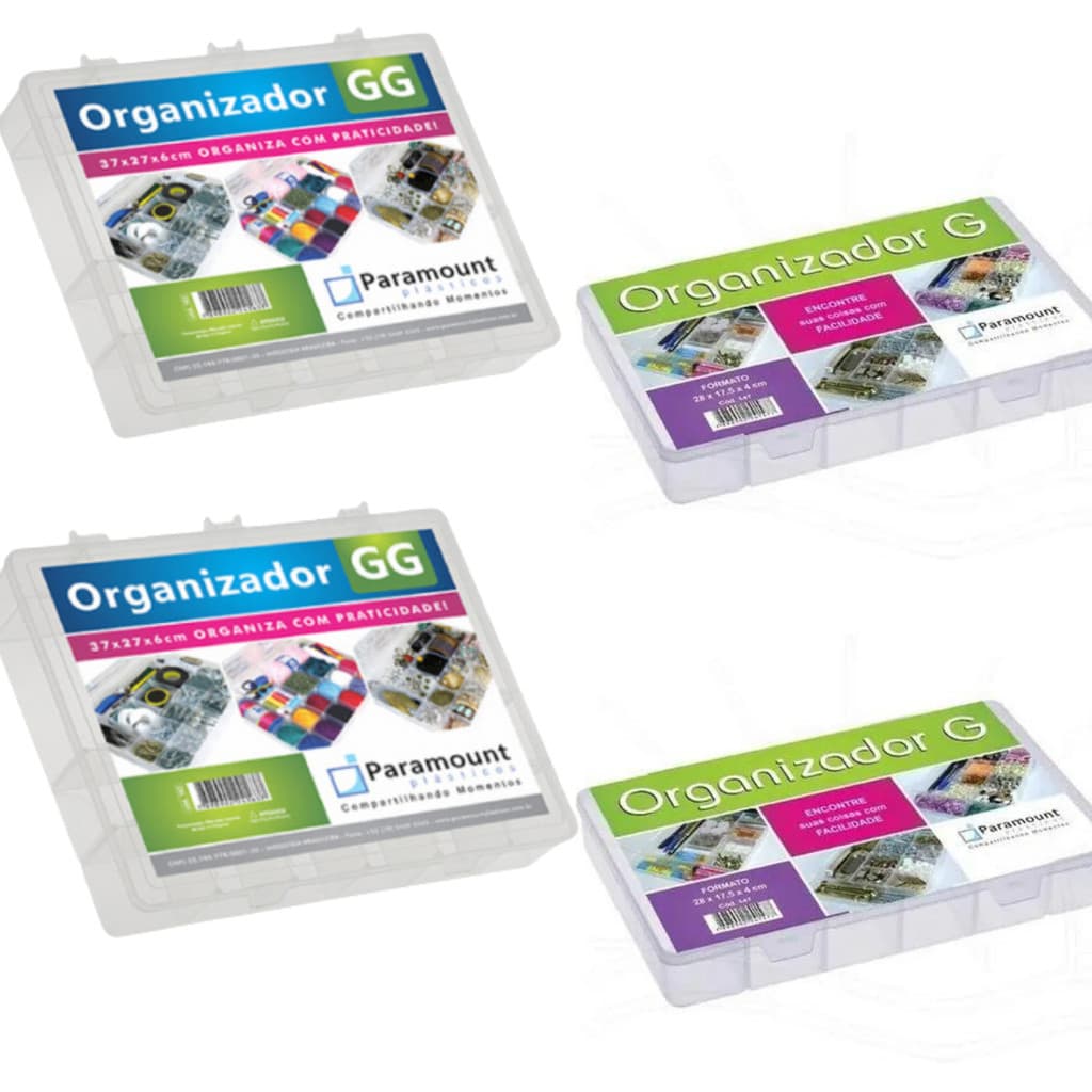 Kit 4 Estojos Organizador 2 Gg 2 G Divisória Pesca Parafusos