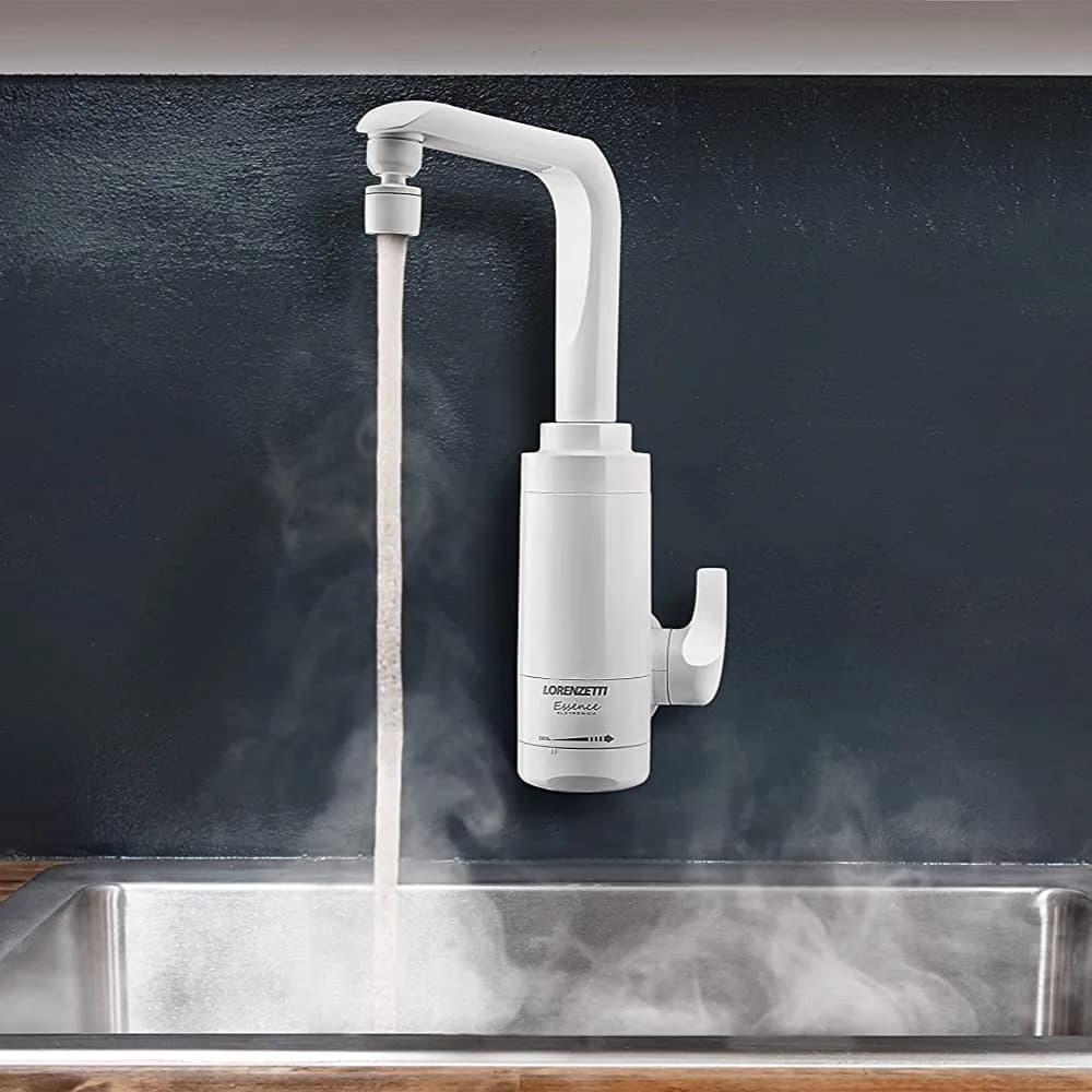 Torneira Eletrônica Elétrica Essence Parede Branca 127V 4600W Lorenzetti Bica Móvel Cozinha Área Gourmet