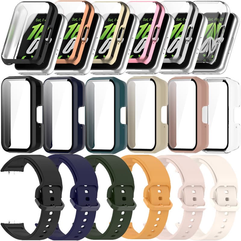 Bracelete De Silicone Adequado Para O Relógio Samsung Galaxy Fit 3 Pulseira De Reposição Esportiva Vidro PC Caixa De Proteção TPU