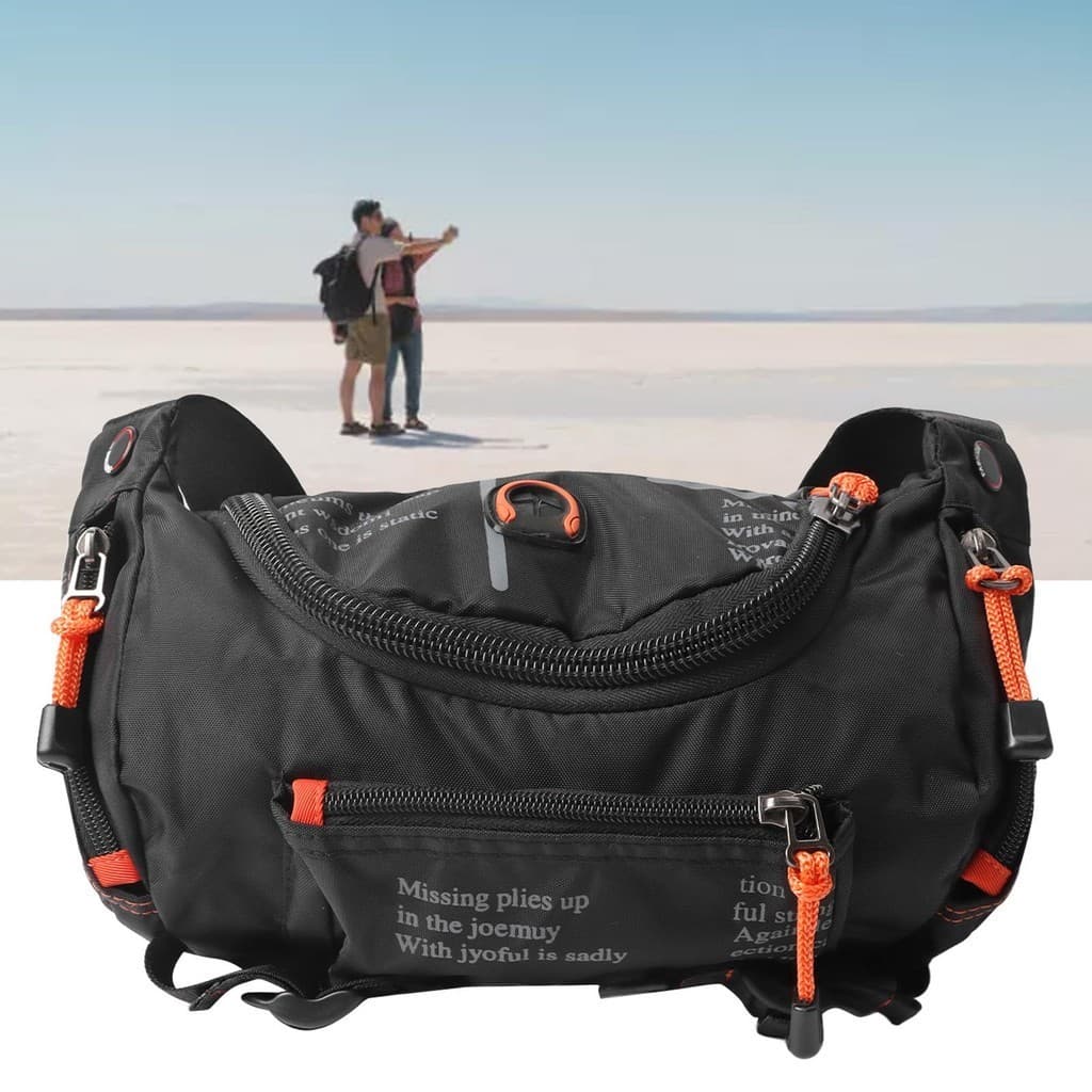 Pochete masculina grande transversal com bolsos com zíper, alça ajustável, pochete para viagens ao ar livre, casual