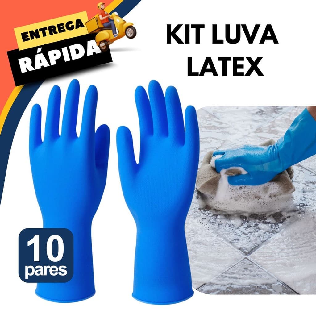Kit 6/10 pares de Luva Impermeavel Forrada Multiuso para Limpeza em Geral Jardinagem Banheiro Cozinha