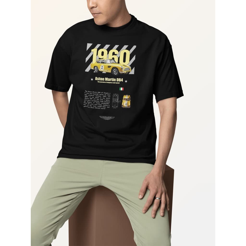 Camiseta Masculina Unissex 100% Algodão Blusa Streetwear Gola Redonda Com Estampa Grande - The DB4 1960 Formula 1