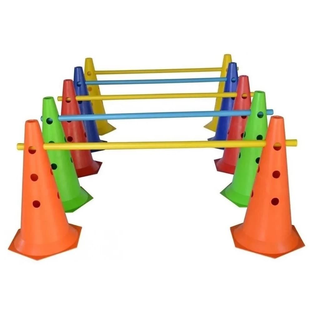 Kit Barreira Regulável com 2 Cones Furados 50 cm e 1 Bastão