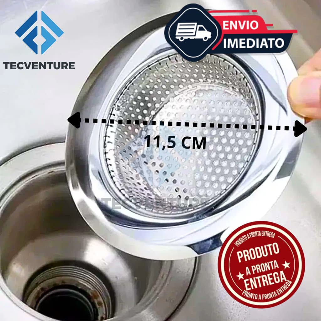 Ralo de Inox 11,5cm para Pia e Tanque – Cesto Japonês com Borda, Durável e Prático