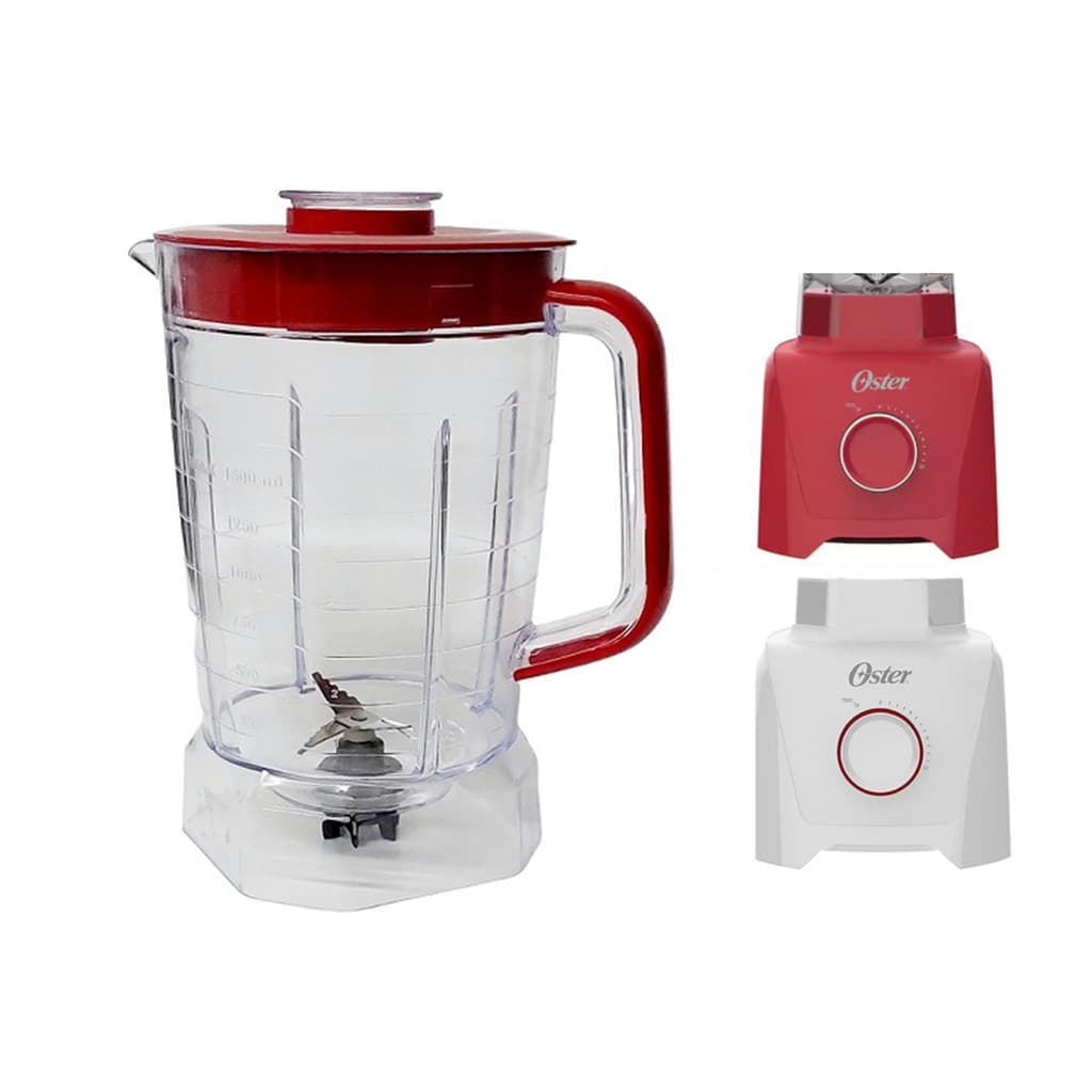 Copo De Liquidificador Oster Power Full 1100 Oliq605 Com Tampa E Alça Vermelho Cristal Reforçado