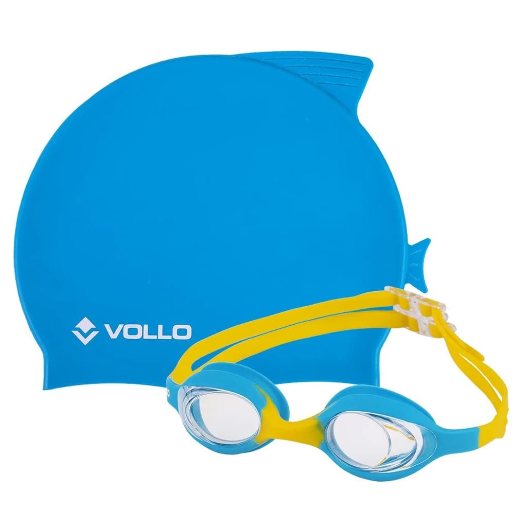 Kit De Natação Vollo óculos Giant Dolphin E Touca De Silicone - Infantil