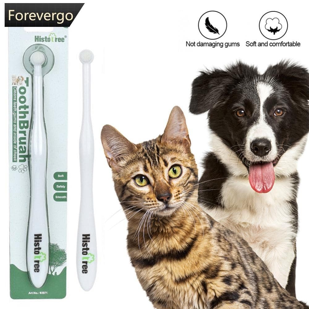 FOREVERGO Super Macio Pet Escova De Dentes De Limpeza Oral Cão Gato Cuidados Com Os PBT Cerdas Mau Hálito Ferramenta De