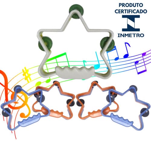 Kit 5 Pandeiro Estrela Infantil Pandeirinho De Brinquedo Plástico Colorido