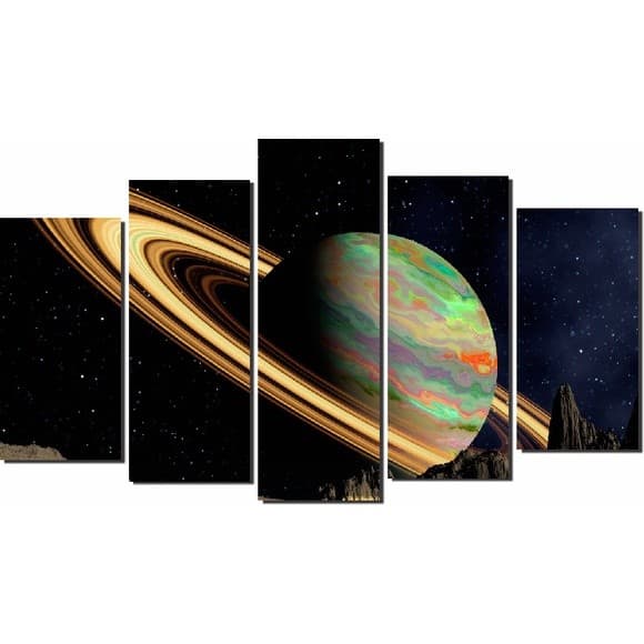 Quadros Decorativos Planeta Saturno 5 peças