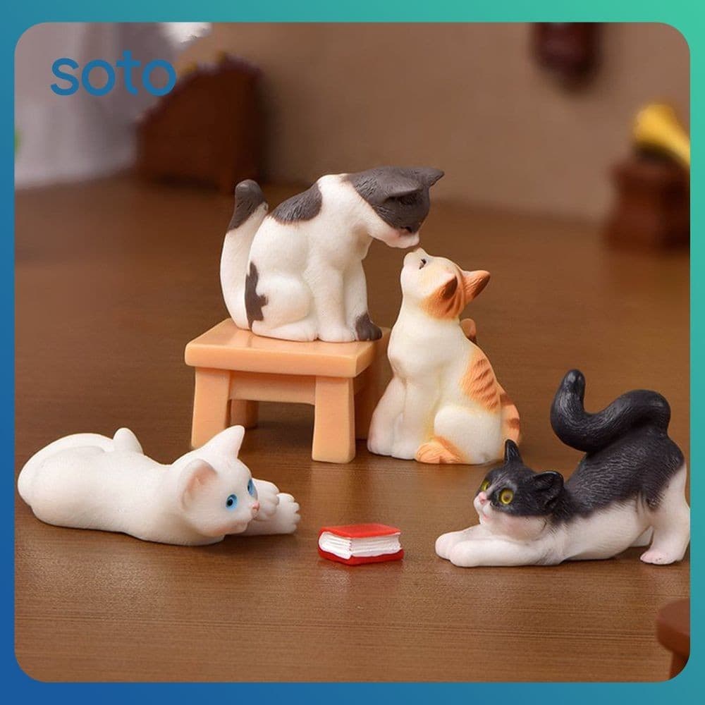 Soto Gato Bonito Em Miniatura Dos Desenhos Animados Animal Gato Resina Ornamento Micro Paisagem Kawaii Casa De Boneca Acessórios Para Decoração Casa Crianças Presente