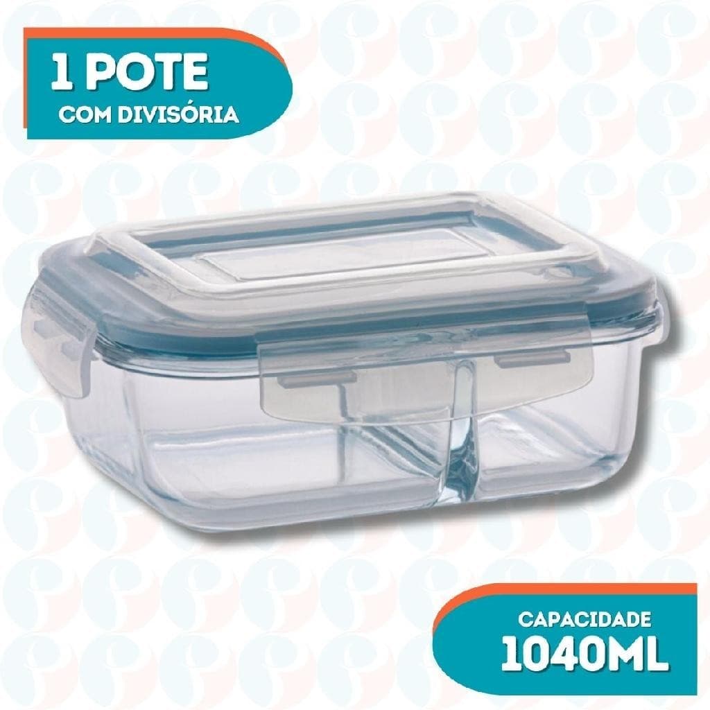 Pote Hemertico vidro Com Divisoria Para Airfryer - 1040ml