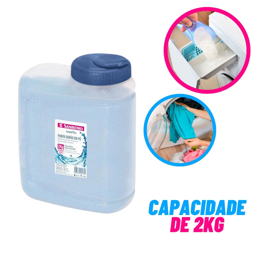Porta Sabão em Pó Sanremo com Capacidade 2kg Com Bico