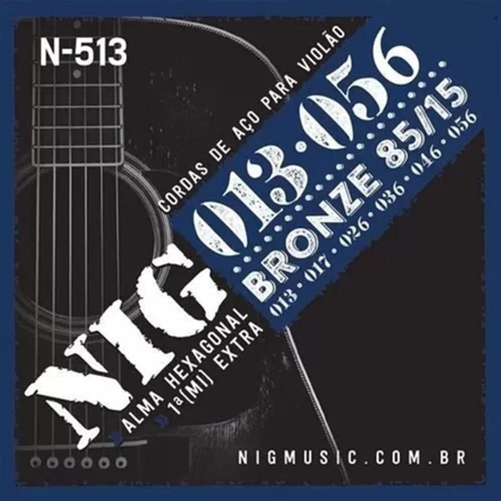 ENCORDOAMENTO NIG VIOLÃO AÇO 013 BRONZE 85/15 6 CORDAS N513