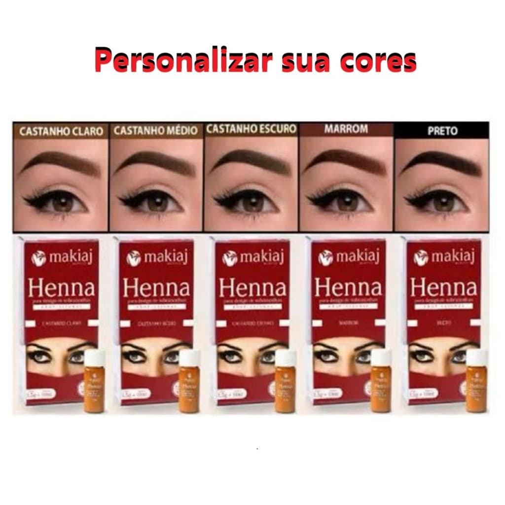Kit C/1/2/3 Henna De Sombrancelha 1,5g Henna + 10ml Fixador Makiaj Personalizar sua cores