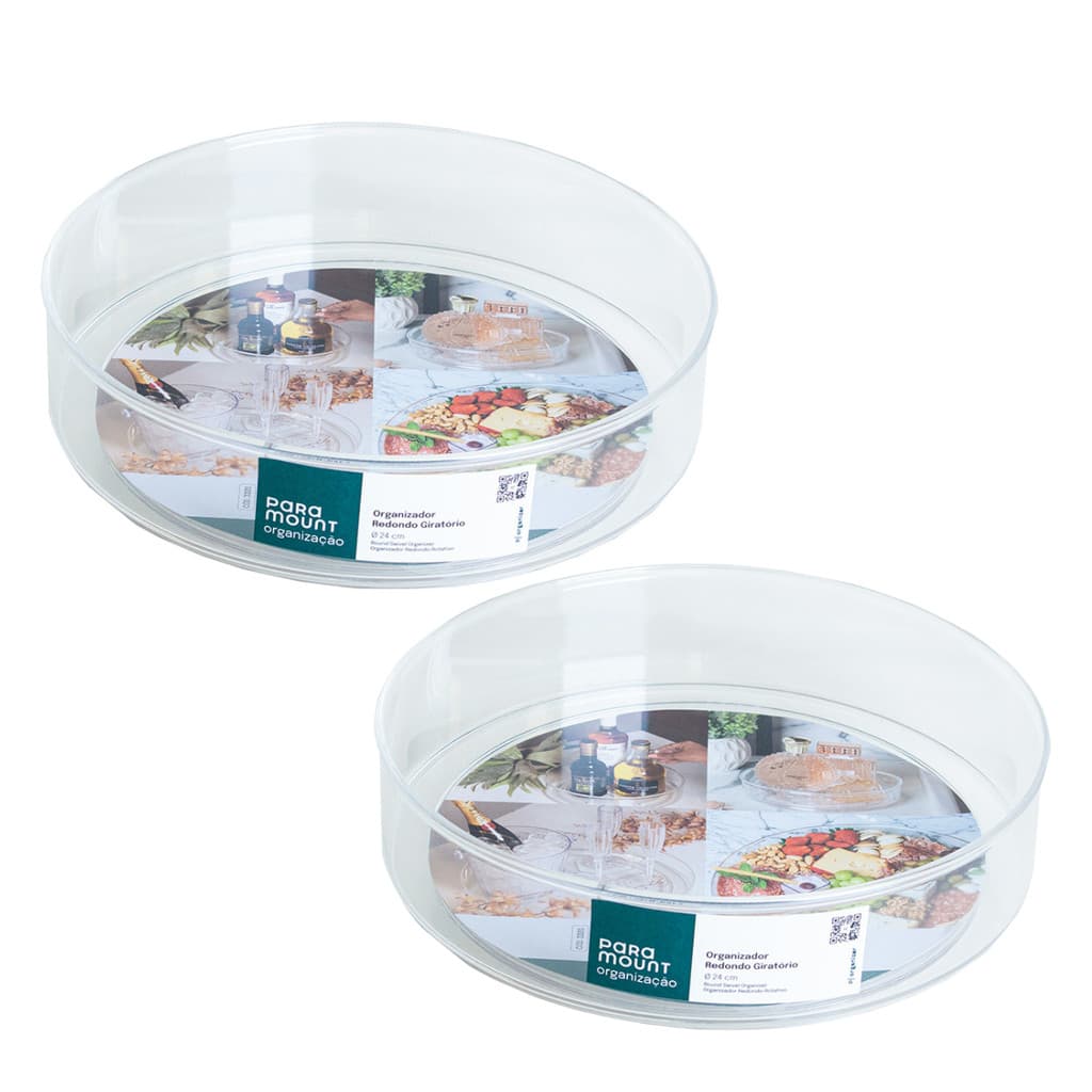 Organizadores Giratórios de Acrílico 24cm C/2 Paramount Maquiagem Banheiro Acessórios