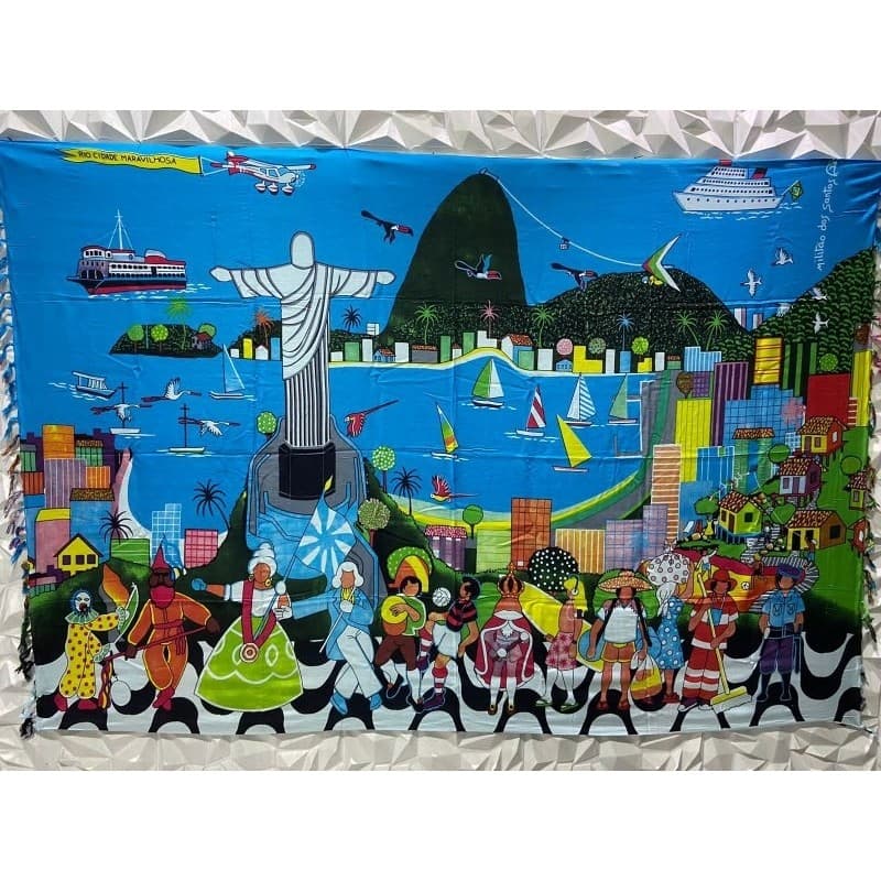 Canga De Praia Feminina Viscose Rio de Janeiro Tropical pão de Açúcar Cristo Redentor
