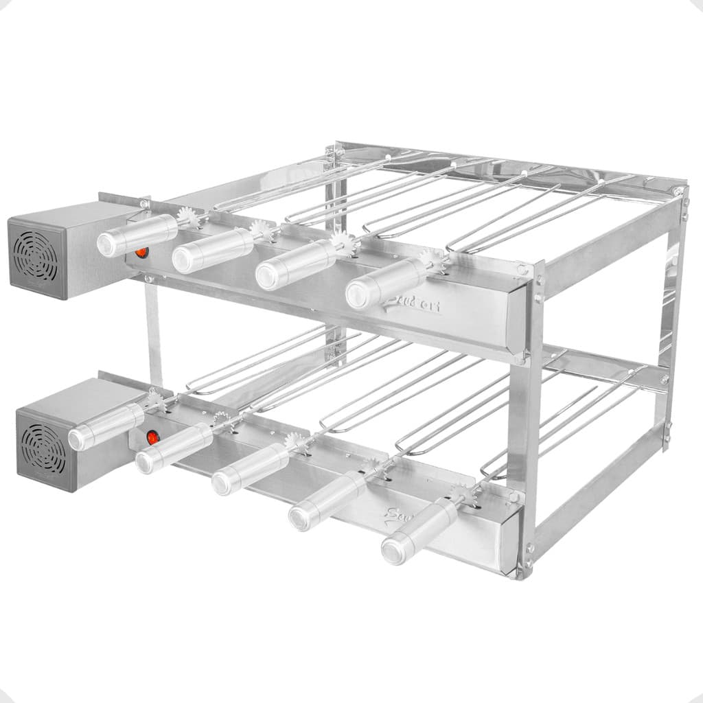 Gira Grill Motor Duplo 9 Espetos Churrasqueira Grill Inox