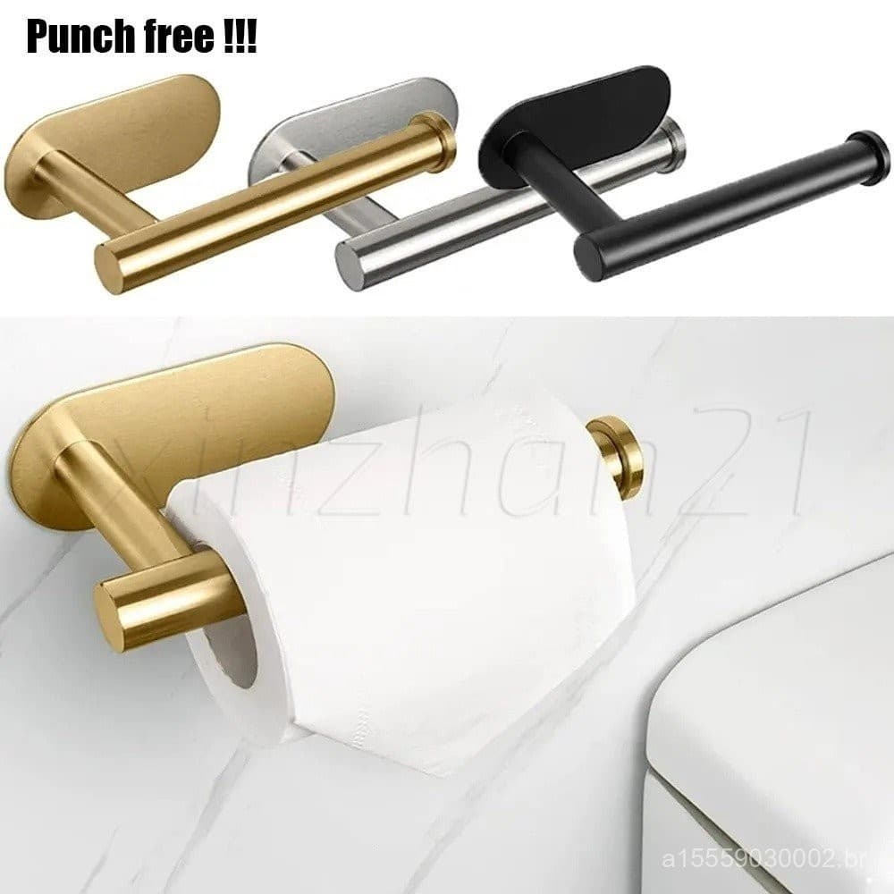 Suporte Adesivo para Papel Higiênico/Toalha de Parede Feito de Aço Inoxidável Sem Necessidade de Perfuração para Banheir