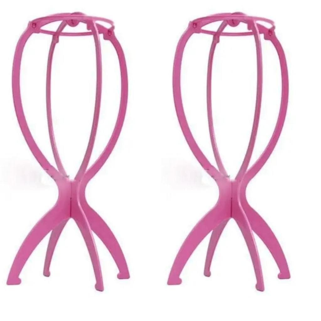 Kit 2un Suporte De Plástico Para Descansar Peruca E Prótese Capilar Cor Rosa