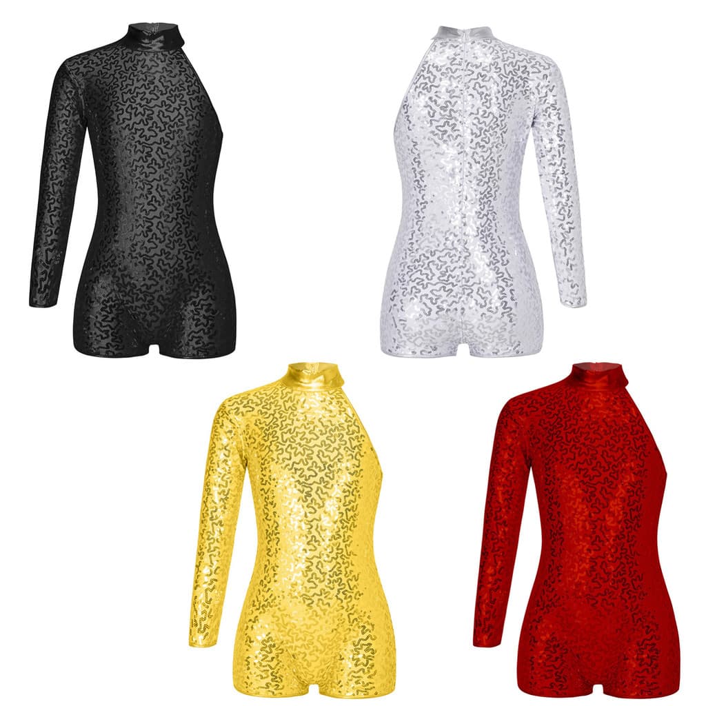 Aislor Crianças Meninas Roupas Elegantes Única Manga Longa Gola Redonda Lantejoulas Brilhantes Textura Decorada Fechamen