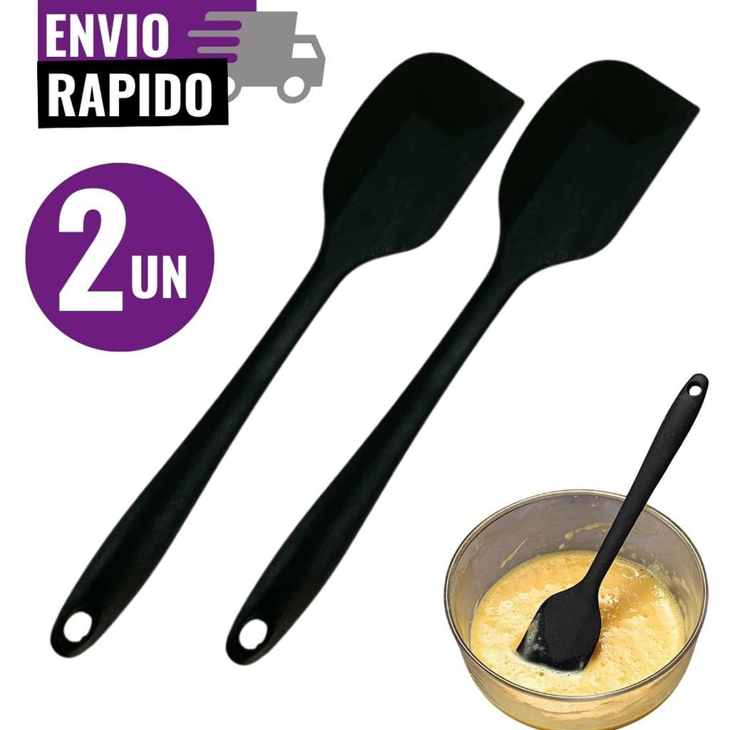 Jogo 2 Espátula de Silicone Pão Duro Raspadora Confeitaria Cozinha Bolo Massa