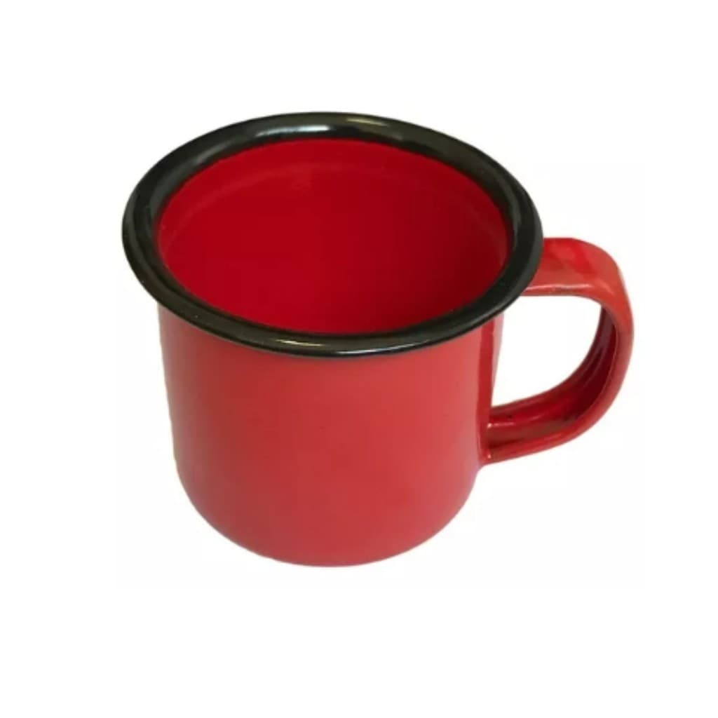 Caneca Retrô Vermelha  Vintage Esmalte Exclusivo Design Prático e Polido