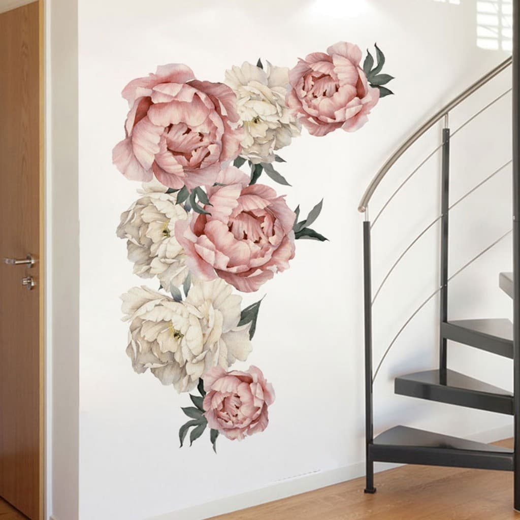 1PCS Adesivos De Parede Flores De Peônia Rosa Grandes Românticas Decoração De Casa Para Quarto Sala De Estar Bricolage Decorações De Festa De Casamento