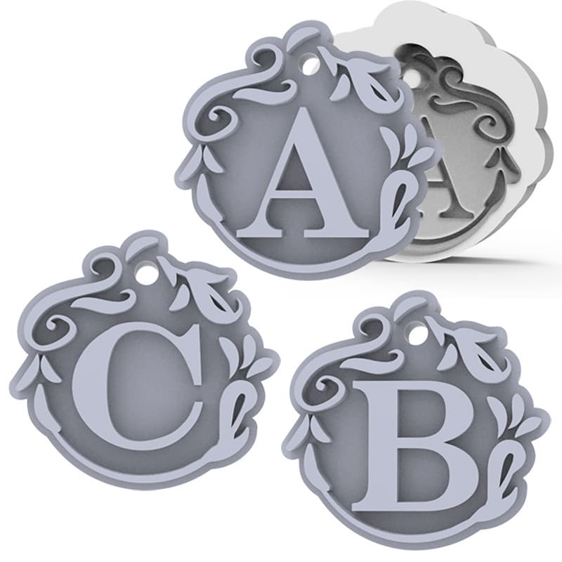 Forma de Silicone Letras Decoradas Ornamentais | Pingente | Sachê Aromatizador | Gesso | Sabonetes