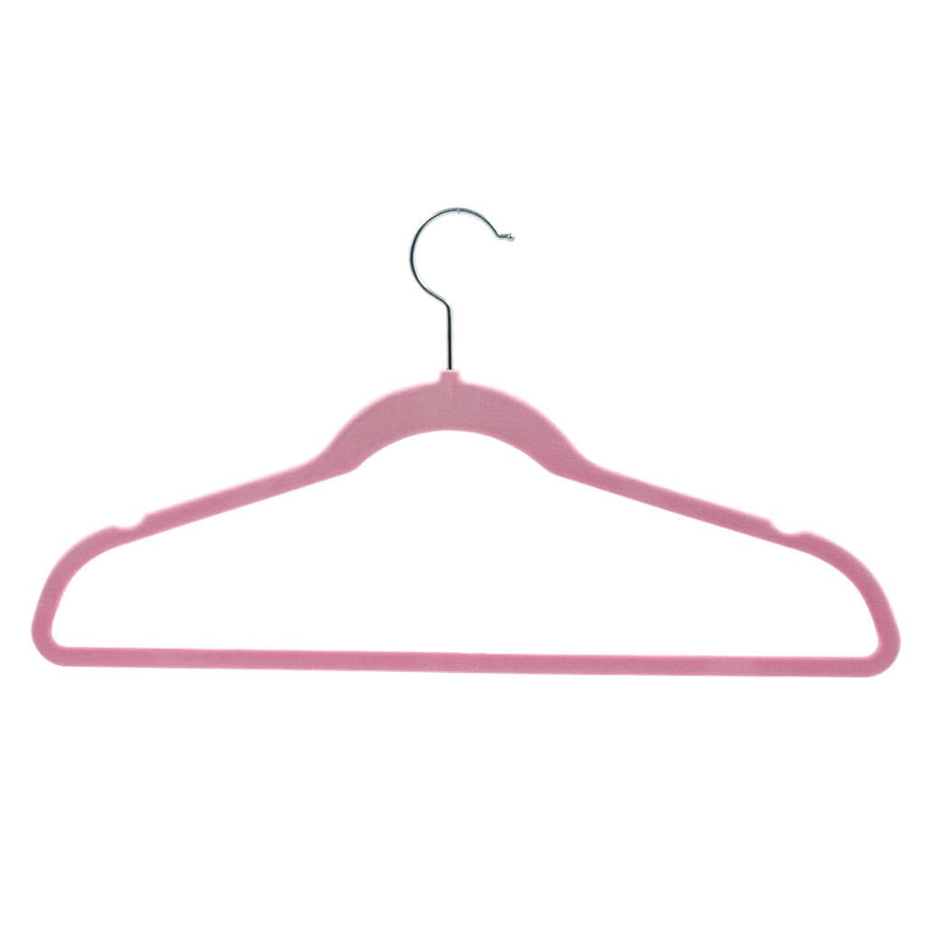 Kit 20 Cabides 45cm Veludo Rosa Slim Antideslizante Roupa