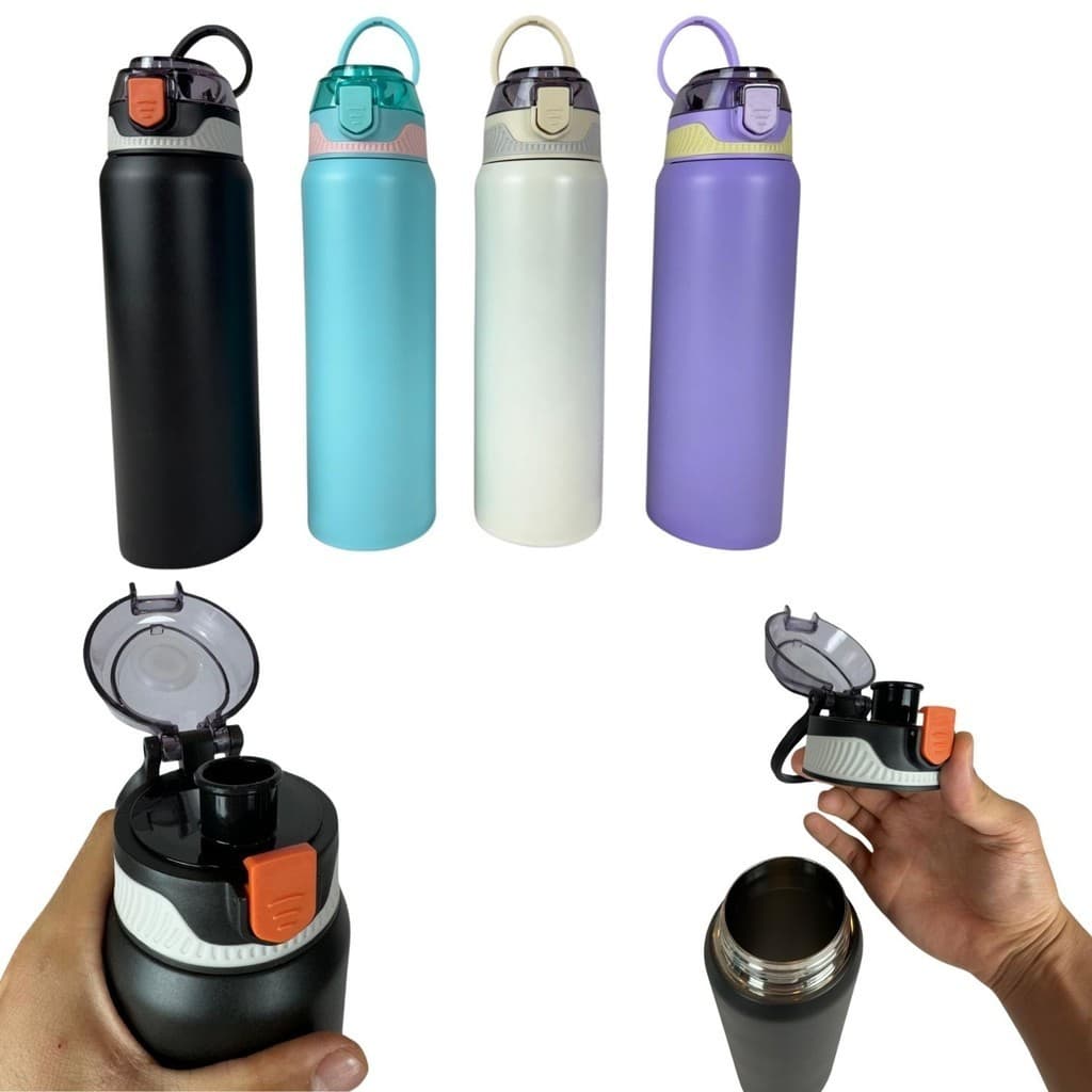Garrafa Térmica Inox 800ml Academia Esporte Camping Fosca Quente e Frio Isolamento Duplo