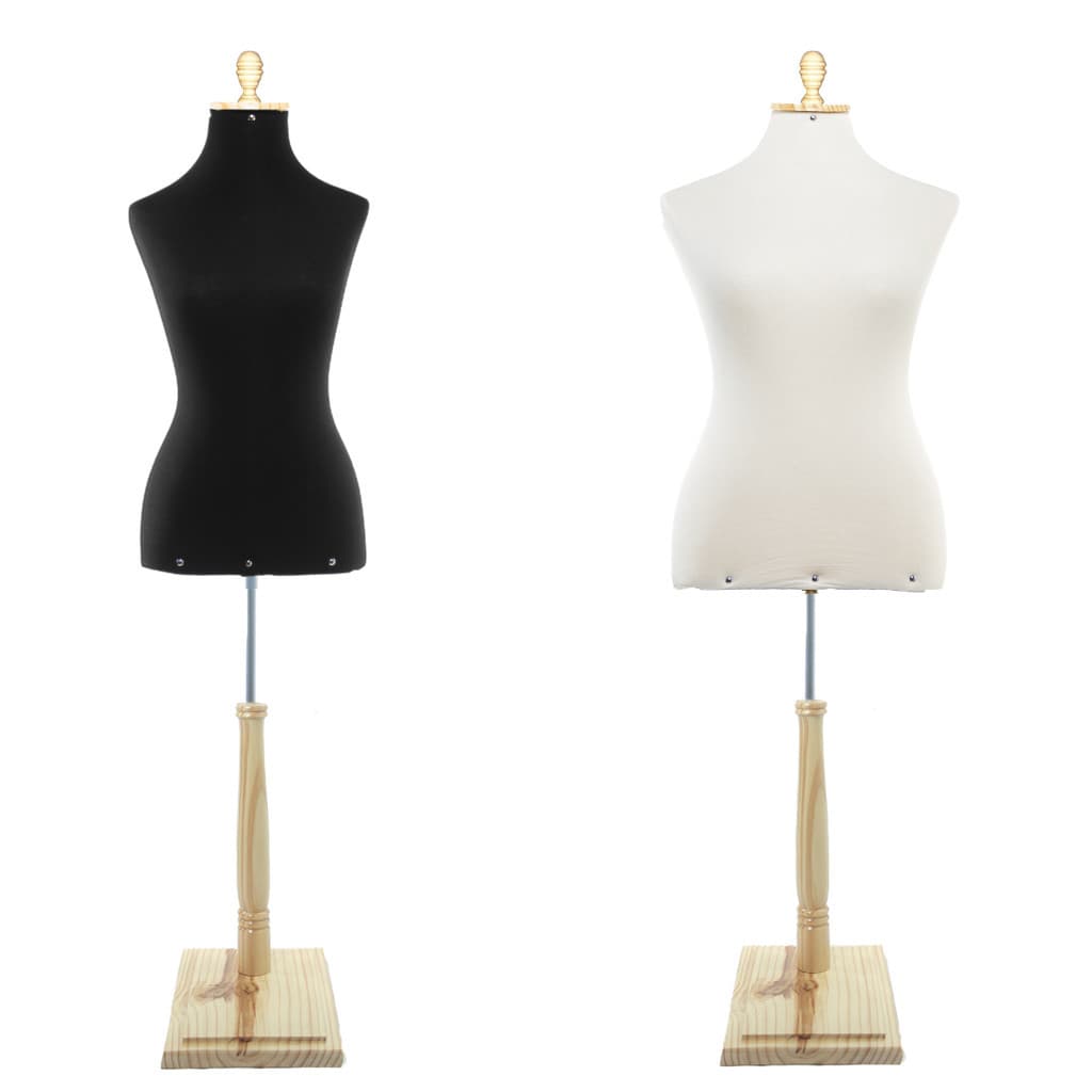 1 Manequim Feminino Busto Forrado Exposição Moda Decoração Pedestal Madeira quadrado c/pino
