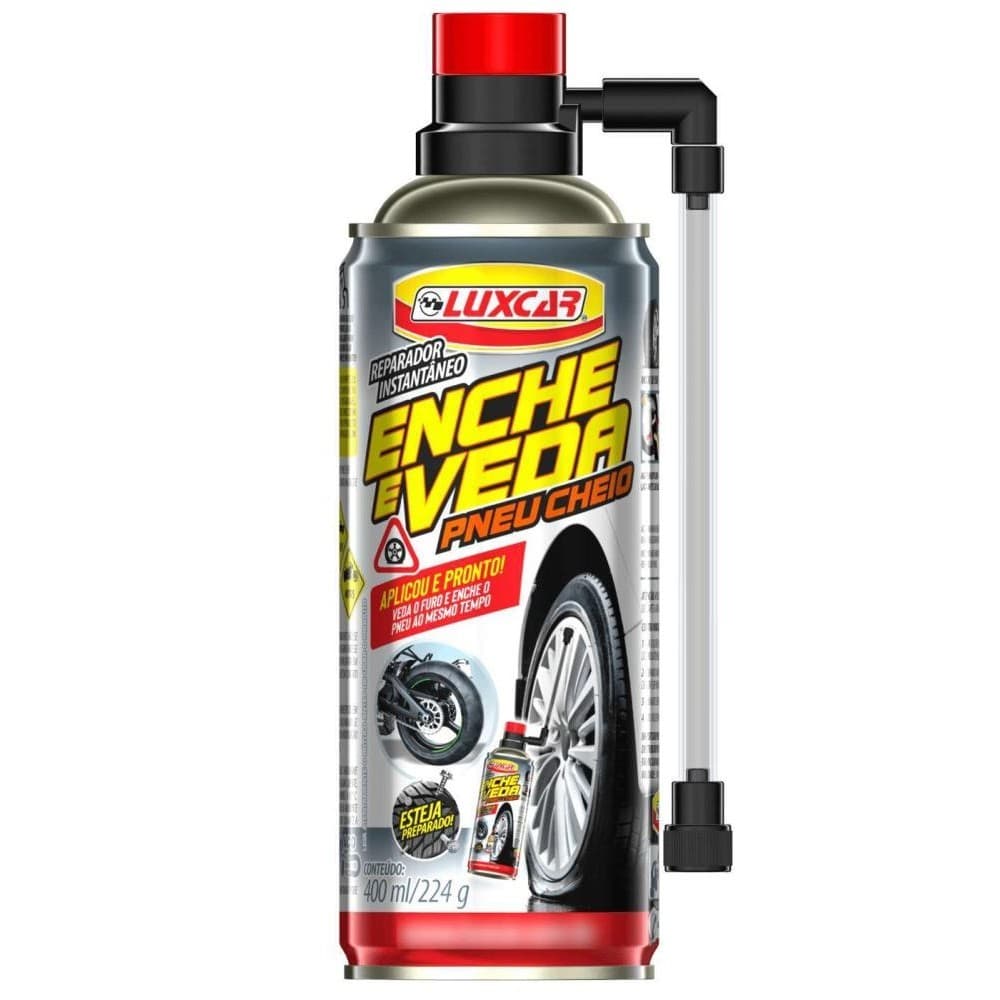 Reparador Instantâneo Luxcar Pneu Cheio 400ml Enche E Veda