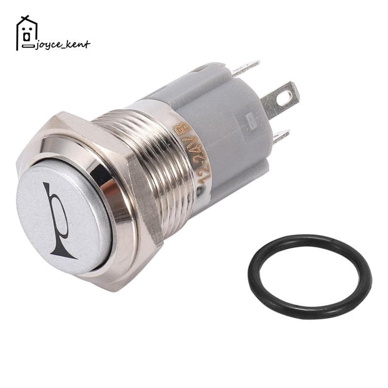 12V 16mm Carro LED Luz Momentânea Botão De Buzina Interruptor De Metal Azul
