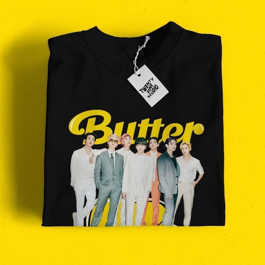 Camiseta T-shirt Unissex Algodão Grupo Kpop Butter Integrantes top ! font t-shirt