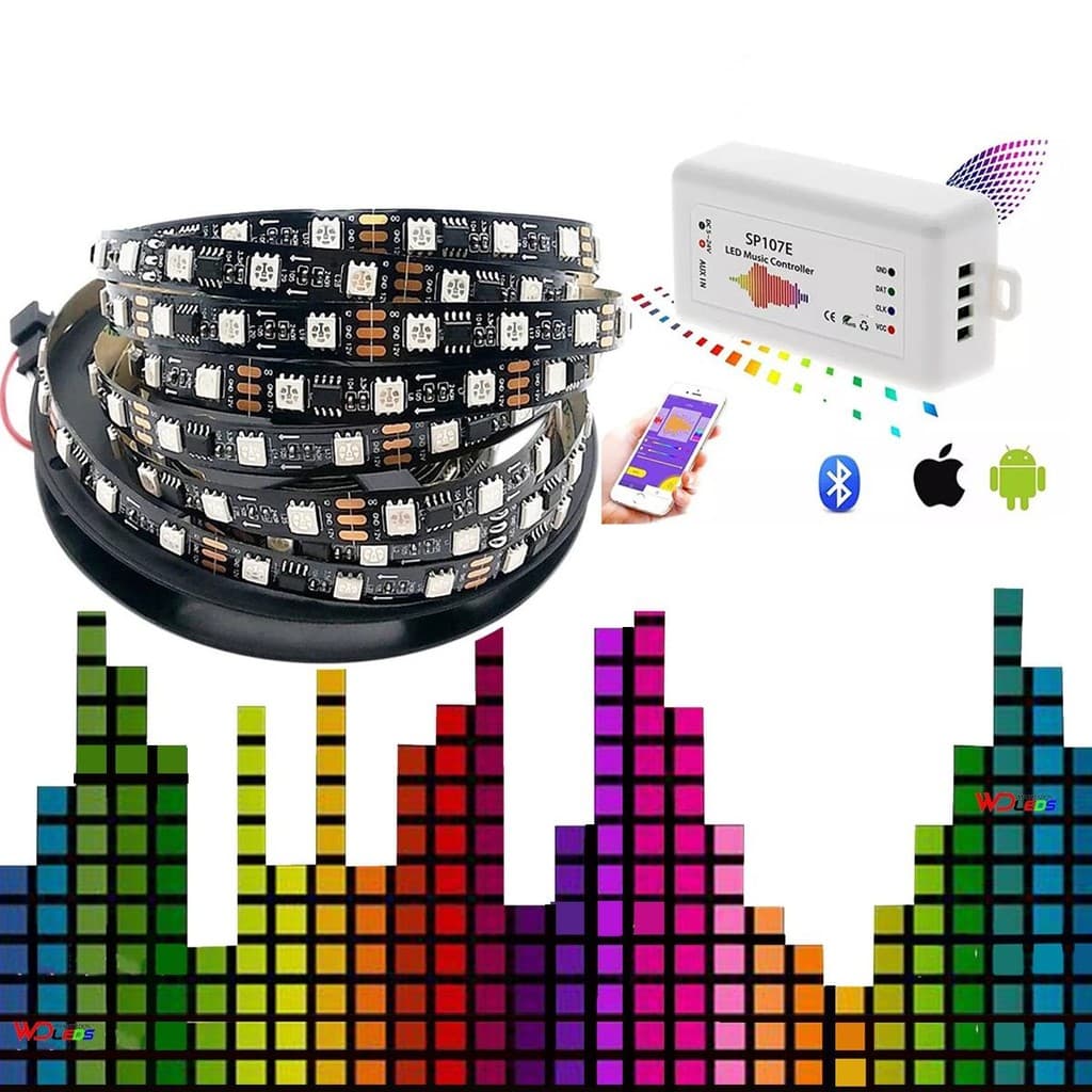 Kit Vu Central Sp107e Fita Ws2811 Preta 300 Led 5 Metro Ip30