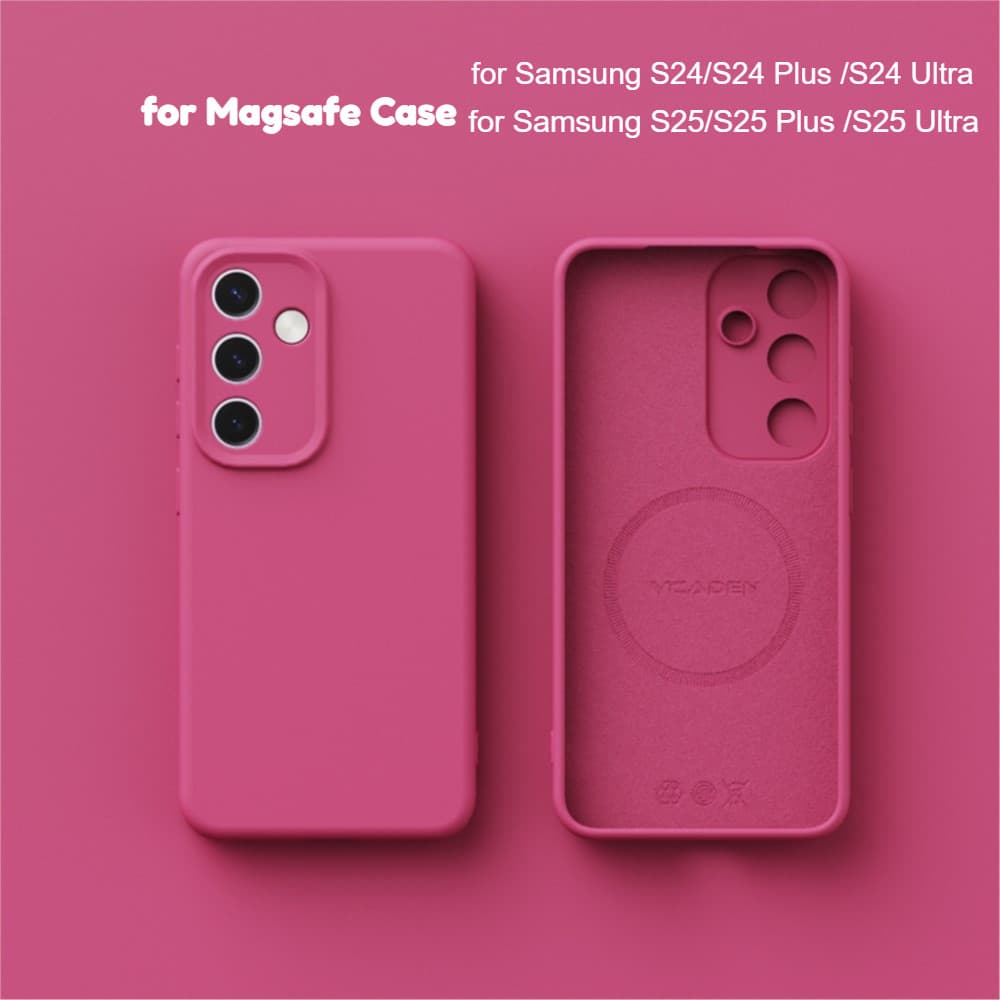 Bonito Rosa Líquido Silicone Magnético Caso Para Samsung Galaxy S25 Ultra S24 Plus S23 Macio Capa De Proteção Casos S25