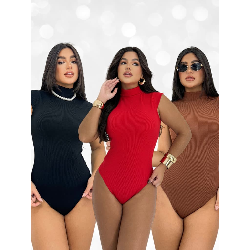 Body Feminino Gola Alta Anarruga Verão Moderno Casual Básico Elegante Formal 2025