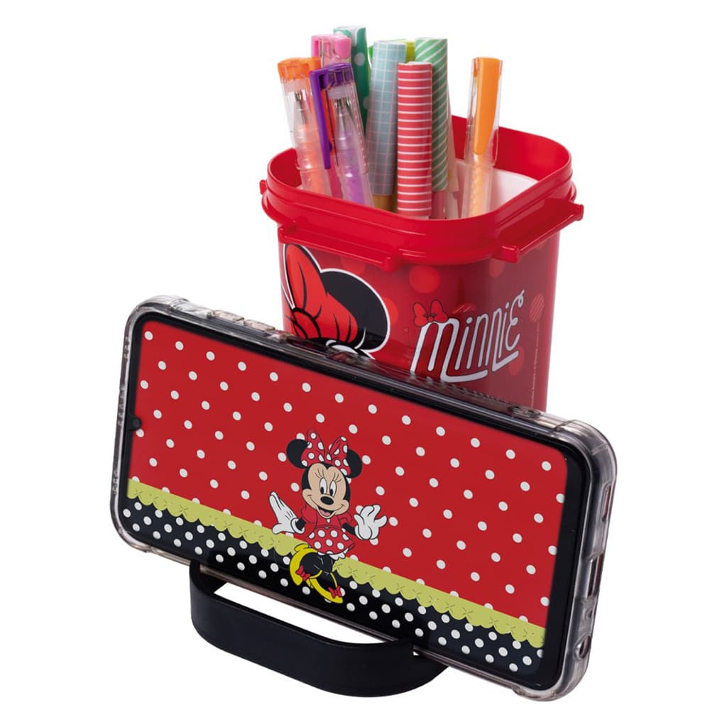 Organizador Porta Lápis e Caneta Minnie Vermelha com Suporte para Celular Plasutil