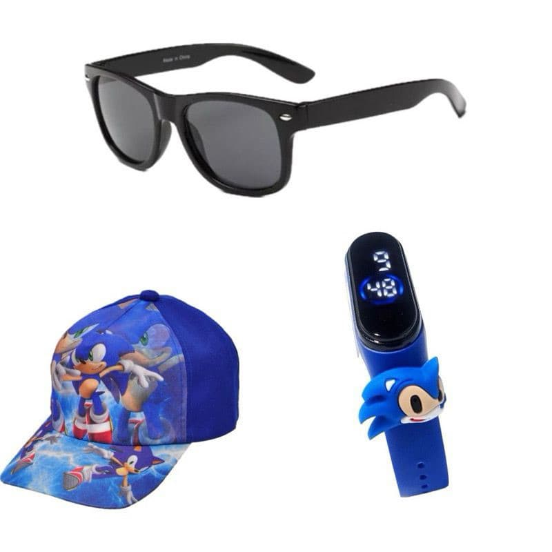kit Infantil Óculos Boné Relógio Super Heróis Homem Aranha Sonic Hulk dia das crianças Boné Infantil Homem Aranha  Prese