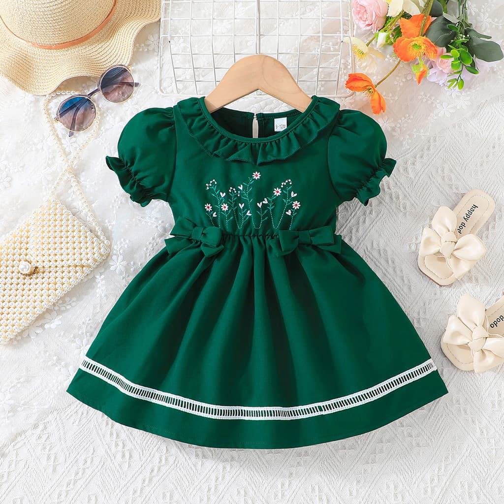 Vestido Bebê Menina 0-2 Anos Bordado Flores Vinho Florestal Batizado Aniversário Presente Necessário