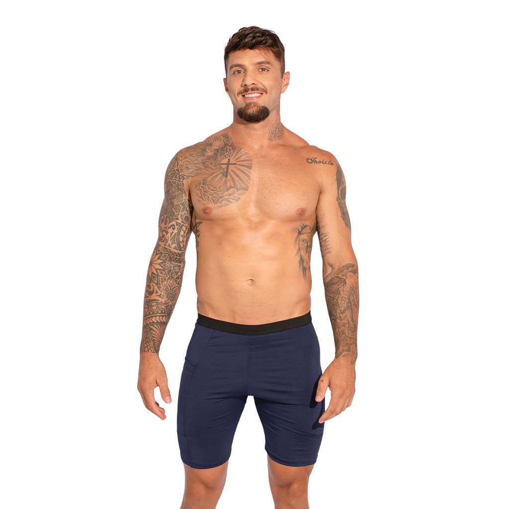 Cueca Box Masculina Long Leg Ciclista Microfibra Com Bolso