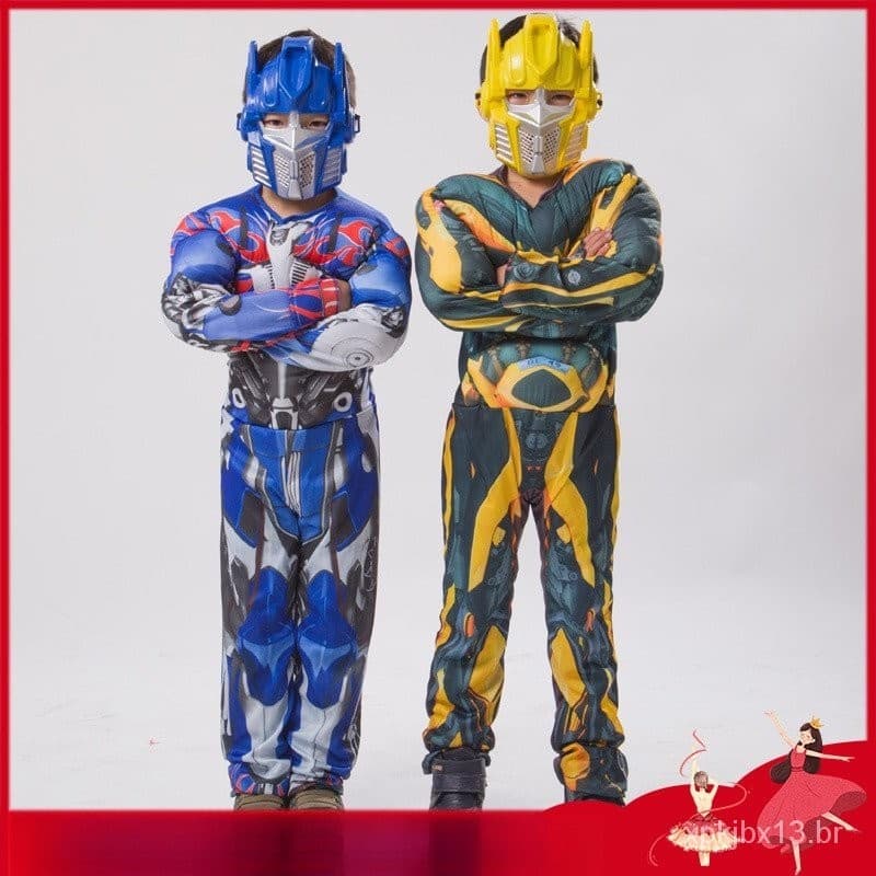 Bumblebee Optimus Prime Muscle Macacão De Algodão Halloween Aniversário Transformadores Traje Para Meninos UT1R