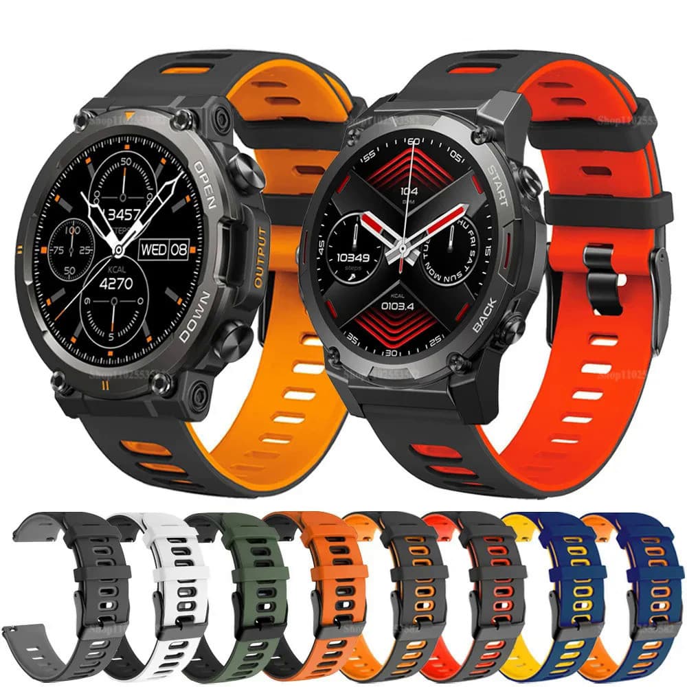 22MM Sports Silicone Watch Strap Para Zeblaze Vibe 7 Pro Stratos 2 3 Btalk2 Banda Smartwatch Belt Nadar Além Pulseiras GPS
