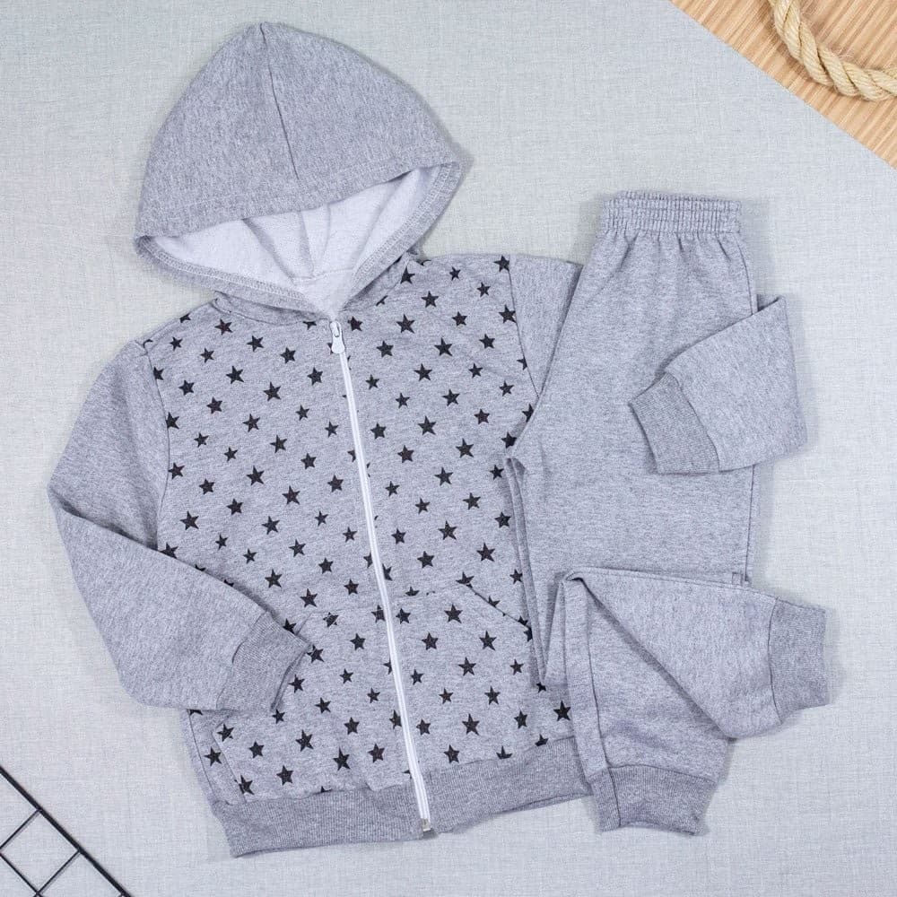 Conjunto De Moletom 4 Ao 8 Com Capuz Estrelinhas  Mescla