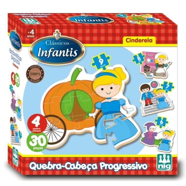 Quebra-Cabeça Progressivo 30 Peças Cinderela Nig