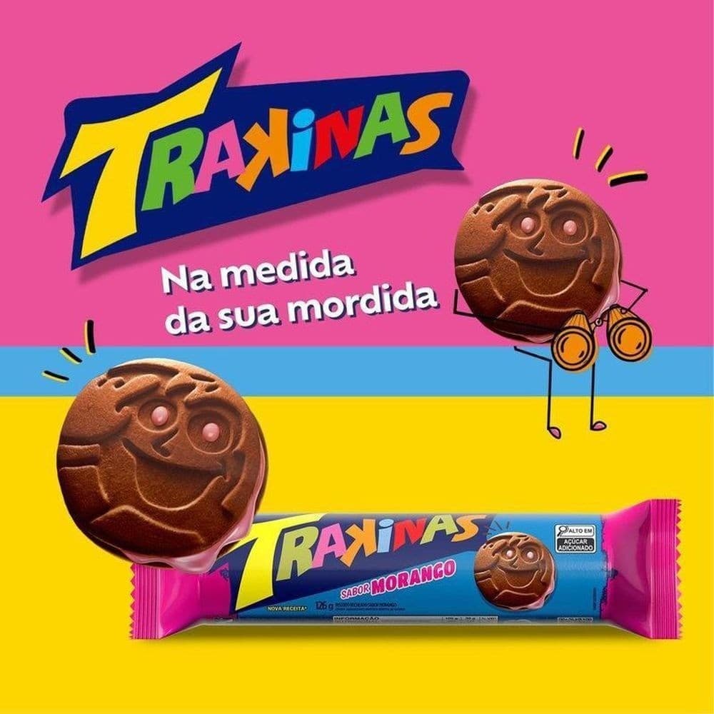 BISCOITO TRAKINAS MORANGO KIT COM 10 UNIDADES