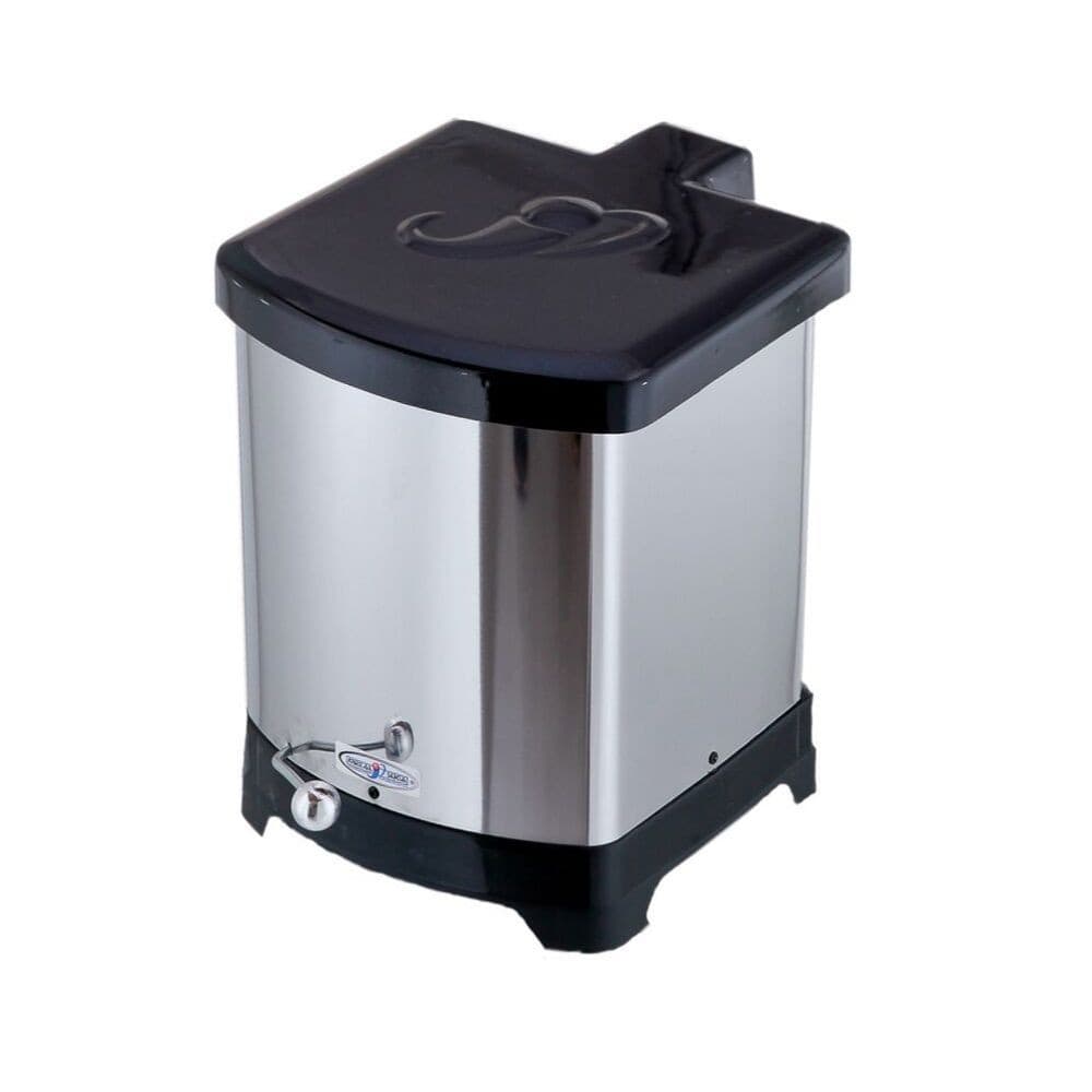 Lixeira Quadrada Inox Com Plastico Interno E Pedal Esferico Para Banheiro Pia Cozinha 15L