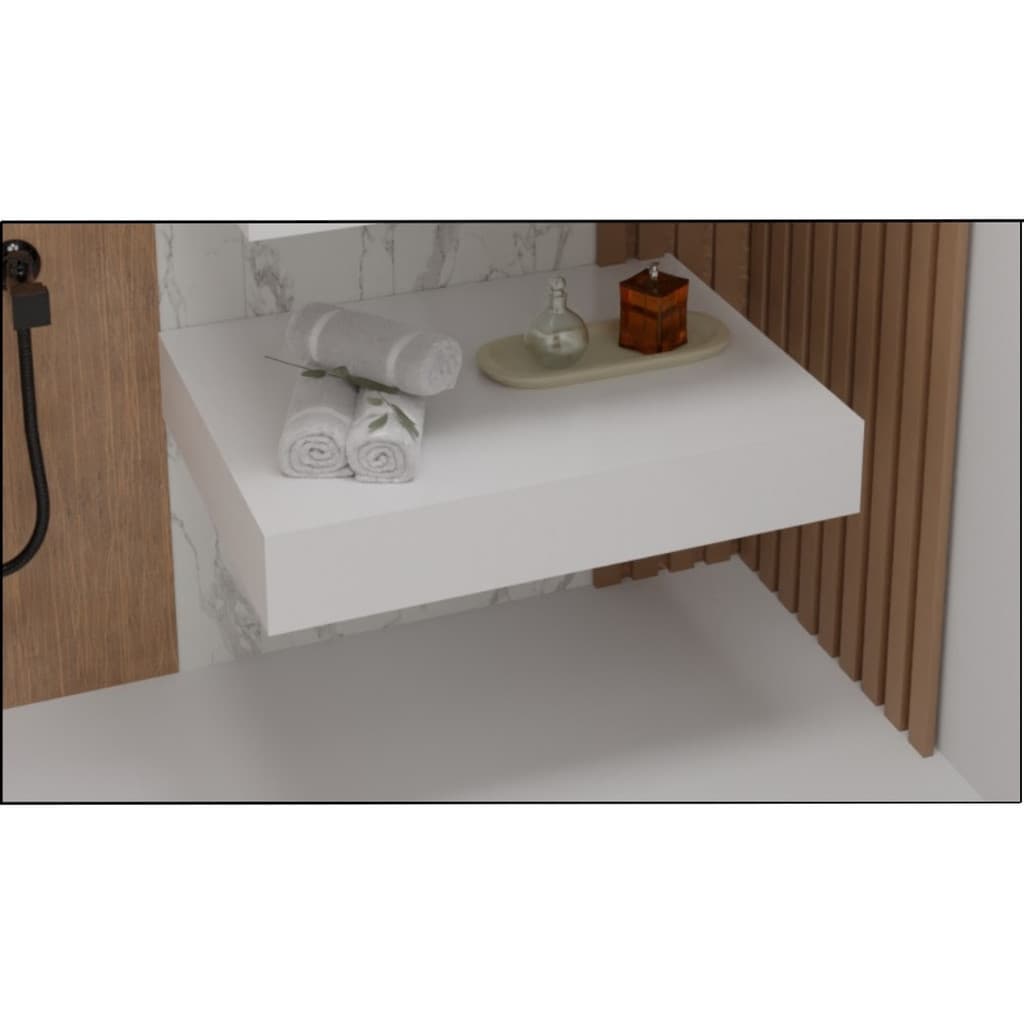 Prateleira Porcelanato Banheiro Branca 62x40 Mellstone Nicho Suporte Parede Lavabo Decorativa Bancada