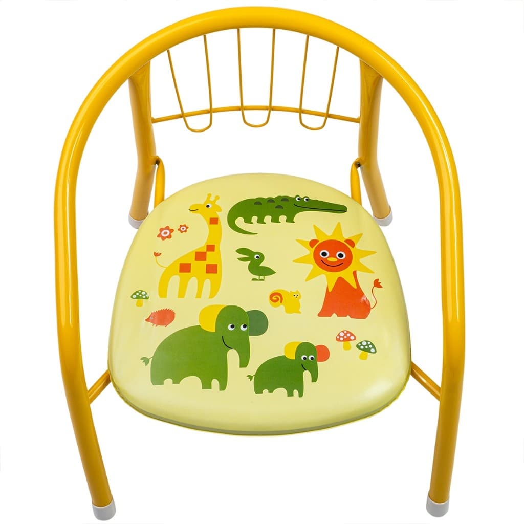 Cadeira Infantil Amarelo Desenho Animas Divertidos Armação Metal Assento Apito Conforto Criança Menino Menina